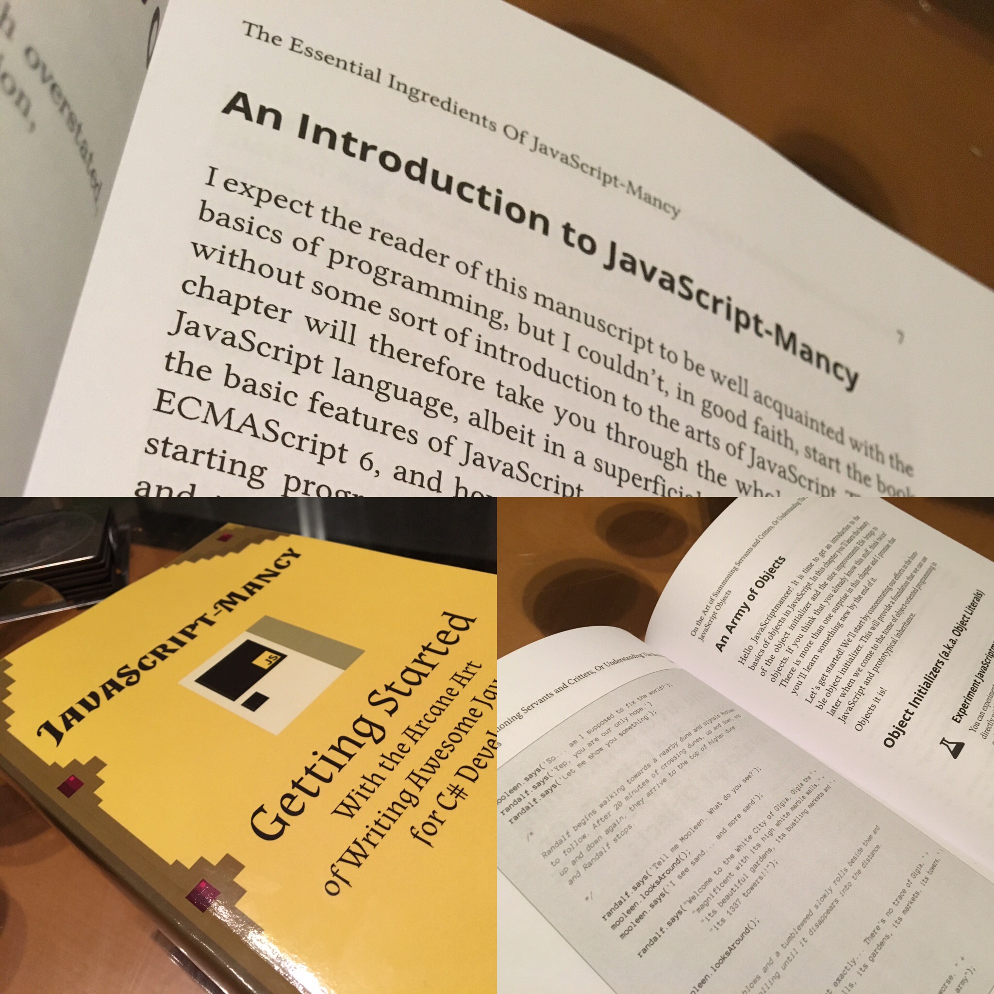 photos of the javascriptmancy book